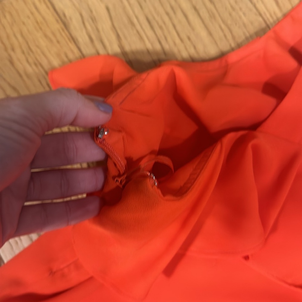 Crosby by Mollie Burch Orange Ruffle Tank Top Open Back Medium - Picture 9 of 10